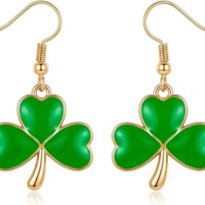 st. patrick s day shamrock earrings lucky green clover dangle jewelry