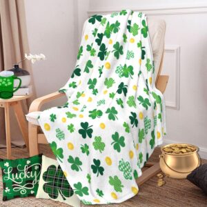 St. Patrick's Day Shamrock Flannel Throw Blanket