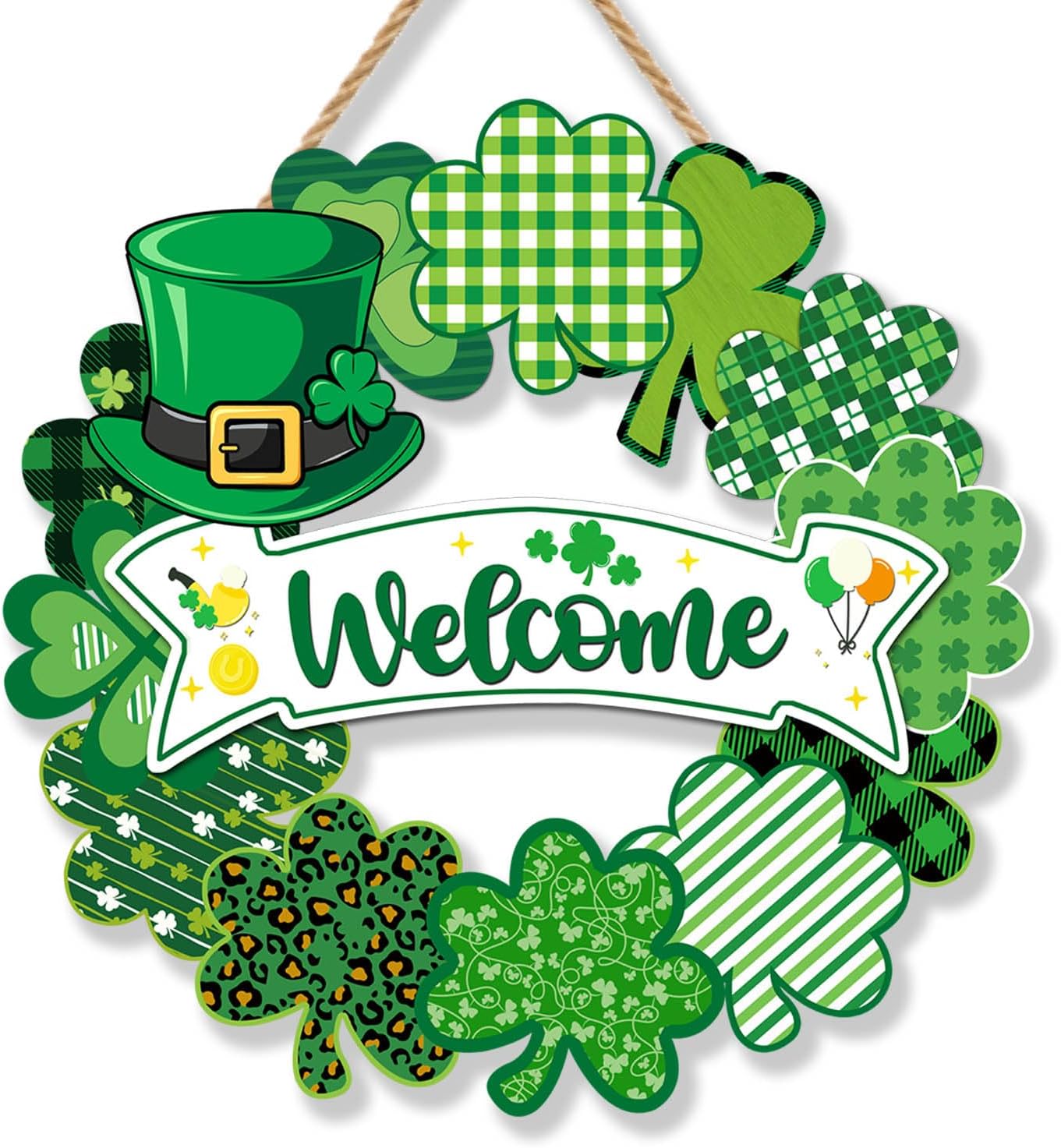 st. patrick’s day shamrock welcome wreath – 12 inch wooden door sign st. patrick’s day shamrock welcome wreath – 12 inch wooden door sign