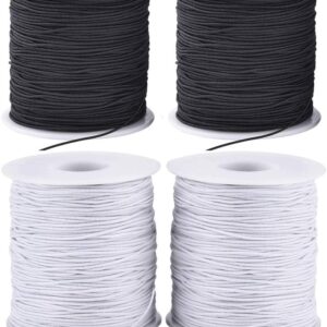 stretchy string for bracelets 4 rolls 1mm elastic cord (black & white)