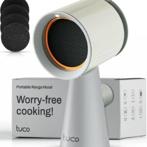 tuco portable range hood countertop kitchen exhaust fan with 3 speeds (grey)