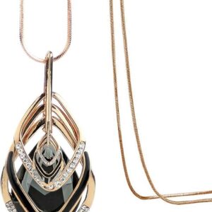 Triple Layer Long Pendant Necklace Boho Statement Sweater Chain for Women