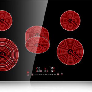 VEVOR 30" Built-In Electric Cooktop 5 Burner Ceramic Glass Stove Top