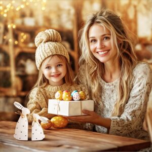 valery madelyn 2pcs ceramic white & gold bunny statues – 6.3” easter table décor