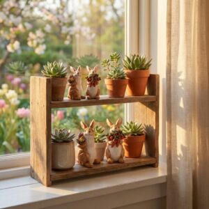 Valery Madelyn 2Pcs Easter Bunny Couple Figurines – Resin Spring Tabletop Décor