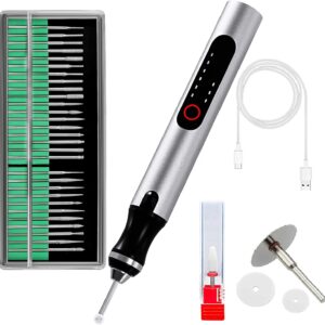 wireless engraving pen kit precision engraver for artists & diyers (silver + black)