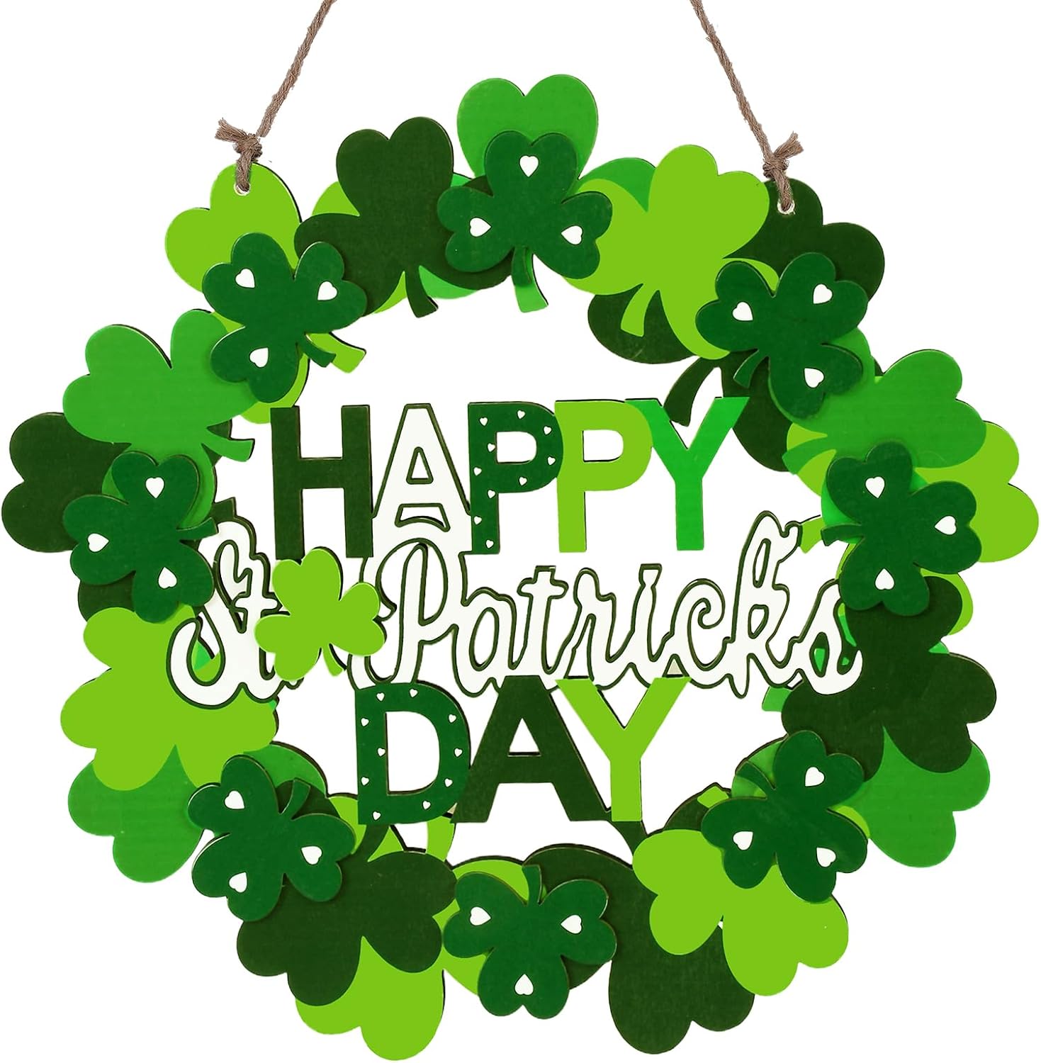 wooden st. patrick’s day shamrock door wreath – lucky welcome hanging sign wooden st. patrick’s day shamrock door wreath – lucky welcome hanging sign