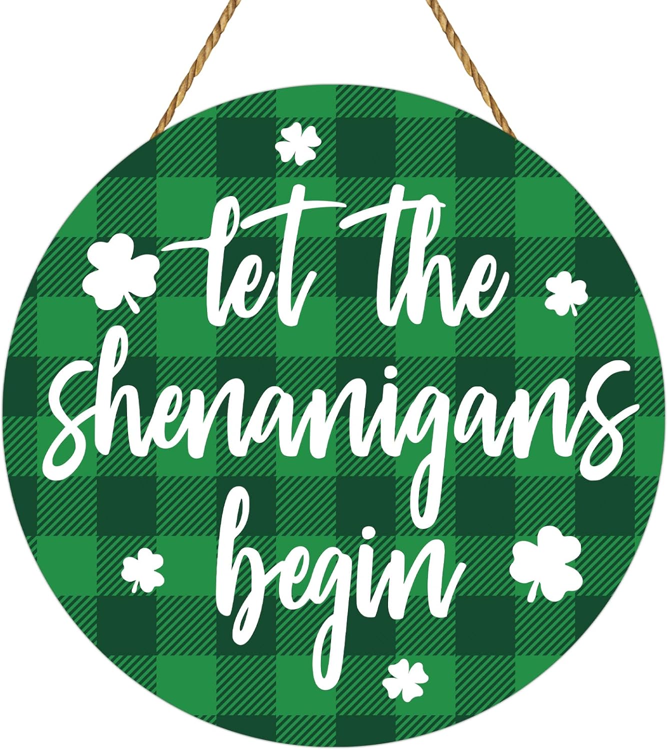 yunkkin st. patrick’s day buffalo plaid wreath – “let the shenanigans begin” door hanger yunkkin st. patrick’s day buffalo plaid wreath – “let the shenanigans begin” door hanger