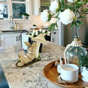 naturevibe 8.9” sisal bunny easter décor – rustic spring centerpiece figurine