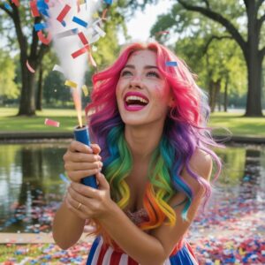 uniconfetti 16" patriotic confetti cannons 6 pack red, white & blue biodegradable paper poppers for fourth of july, independence day & patriotic celebrations