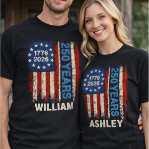 custom "250 years of freedom" t shirt america's 250th anniversary, 1776 2026 usa celebration tee