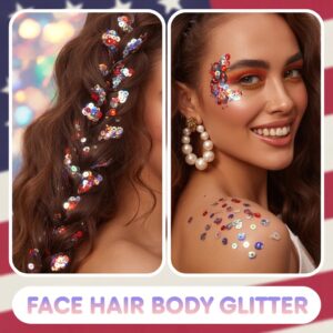 patriotic glitter body spray — red white & blue holographic body shimmer for 4th of july, independence day, festivals & parades