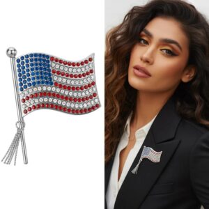 rhinestone usa flag brooch pin — crystal enamel patriotic lapel pin for women & men, 4th of july independence day jewellery