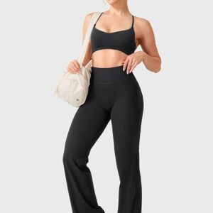 yeoreo straight leg leggings with pockets – high waist no front seam yoga pants (29” / 31.5”)