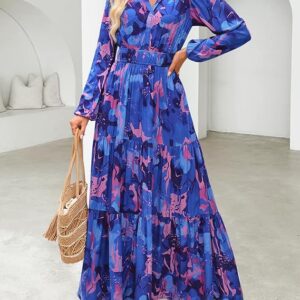 zesica women’s boho floral maxi dress – long sleeve v neck empire waist dress 2026