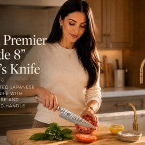 shun premier blonde 8" chef's knife, handcrafted japanese kitchen knife with vg max core and pakkawood handle