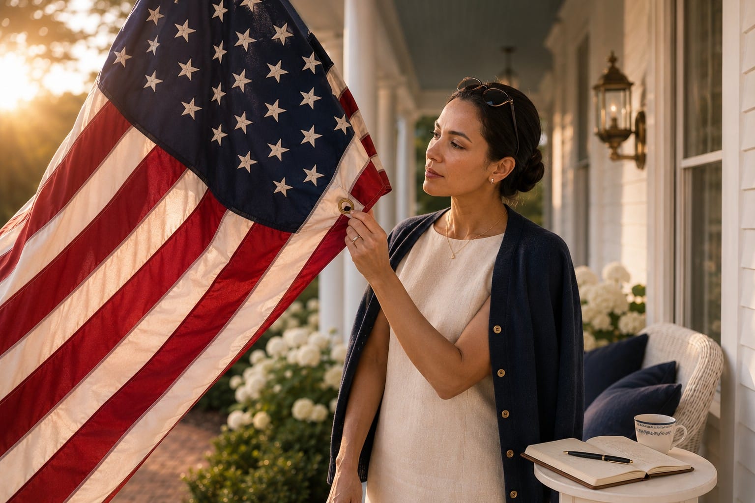 Chic Nikki review of FMAA certified made in USA American flag premium 3x5 heavy duty outdoor embroidered stars sewn stripes all weather nylon 250th Anniversary