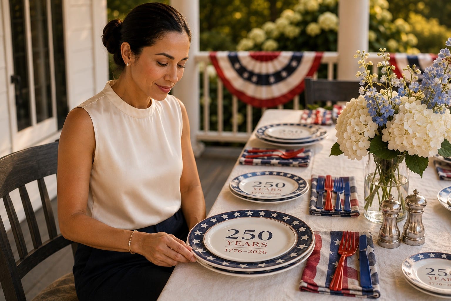 Chic Nikki review 4th of July 250th Anniversary 96 piece disposable tableware set neutral elegant patriotic table 1776 2026 commemorative four star considered patriotism verdict