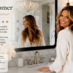 LOAAO 48 x 32 Matte Black Mirror Review: The Easiest Bathroom Upgrade LOAAO 48x32 inch matte black framed rounded rectangle bathroom mirror mounted above a vanity