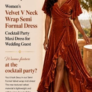 BerryGo women's velvet V-neck wrap maxi dress with empire waist and high slit for a wedding guest