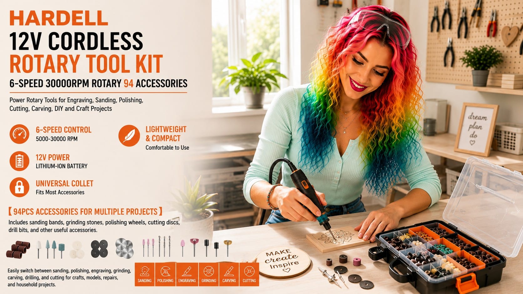 The HARDELL Mini Rotary Tool Kit: The Little Craft Tool That Does Everything HARDELL 69-piece mini rotary tool kit with engraving and sanding bits — HARDELL rotary tool kit