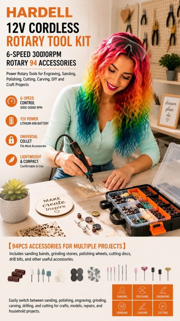 The HARDELL Mini Rotary Tool Kit: The Little Craft Tool That Does Everything HARDELL 69-piece mini rotary tool kit with engraving and sanding bits — HARDELL rotary tool kit