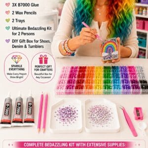 LZBRDY 34,000-piece resin rhinestones bedazzling kit with 24 colors, B7000 glue, and tools