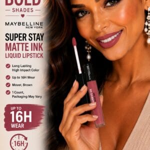 Maybelline SuperStay Matte Ink liquid lipstick in the brown shade Mover with its arrow applicator
