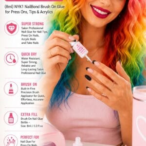 NYK1 NailBond super strong brush-on nail glue bottle for press-on nails and acrylics