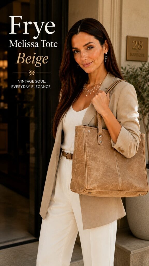 The Frye Melissa Tote: Heritage Leather That Doesn't Need a Logo product image beige overlay
