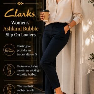 Clarks women's Ashland Bubble leather slip-on tassel loafer with a round toe and low heel
