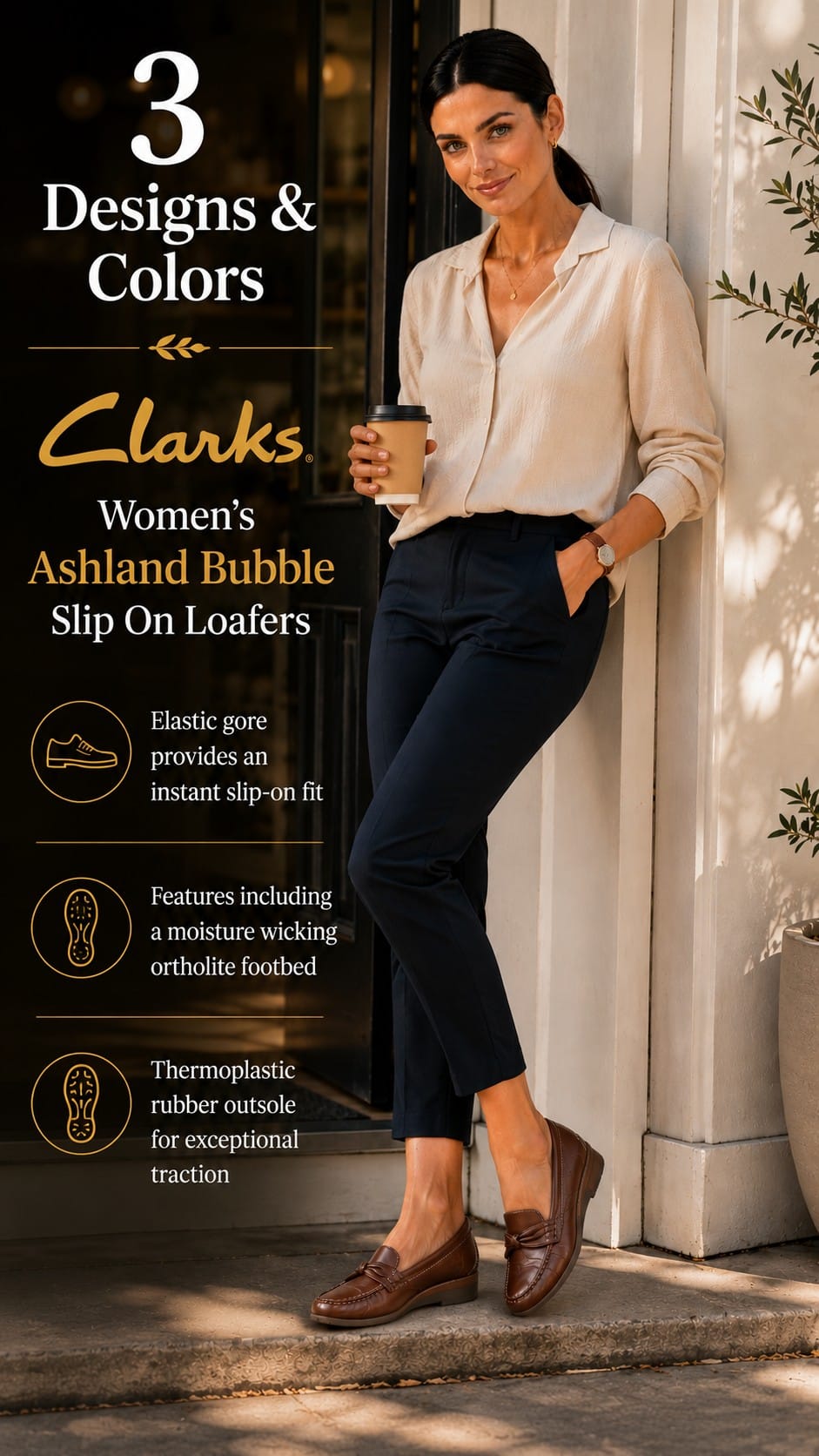 Clarks Women's Ashland Bubble Slip-On Loafer Clarks women's Ashland Bubble leather slip-on tassel loafer with a round toe and low heel