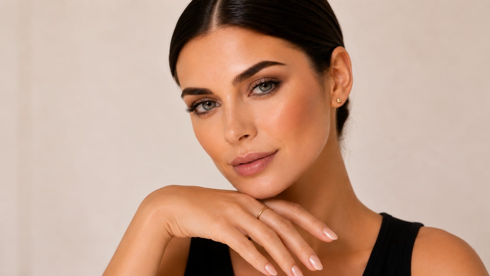 Glamnetic Fiancéd Review: The Ring-Photo Manicure You Can Do Yourself Glamnetic Fiancéd short almond press-on nails in a milky nude ombré with a glossy glazed finish