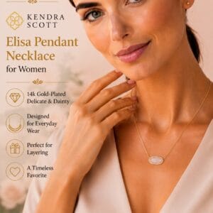 Kendra Scott Elisa gold-plated pendant necklace with a stone pendant on a dainty chain