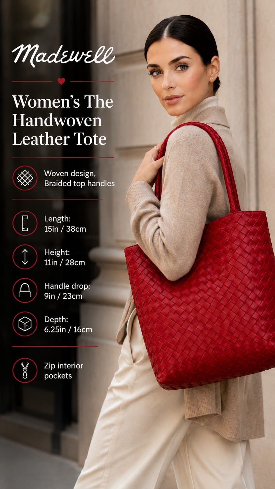 Madewell The Handwoven Leather Tote in Burnt Sienna Madewell handwoven leather tote in burnt sienna woven cowhide with braided top handles