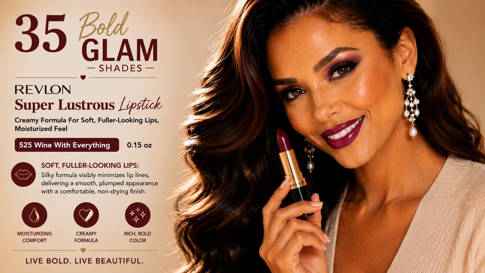 Revlon Super Lustrous 525: The Creamy Wine That's Been Iconic for Decades Revlon Super Lustrous 525 Wine With Everything creamy wine lipstick bullet and swatch — Revlon Super Lustrous 525