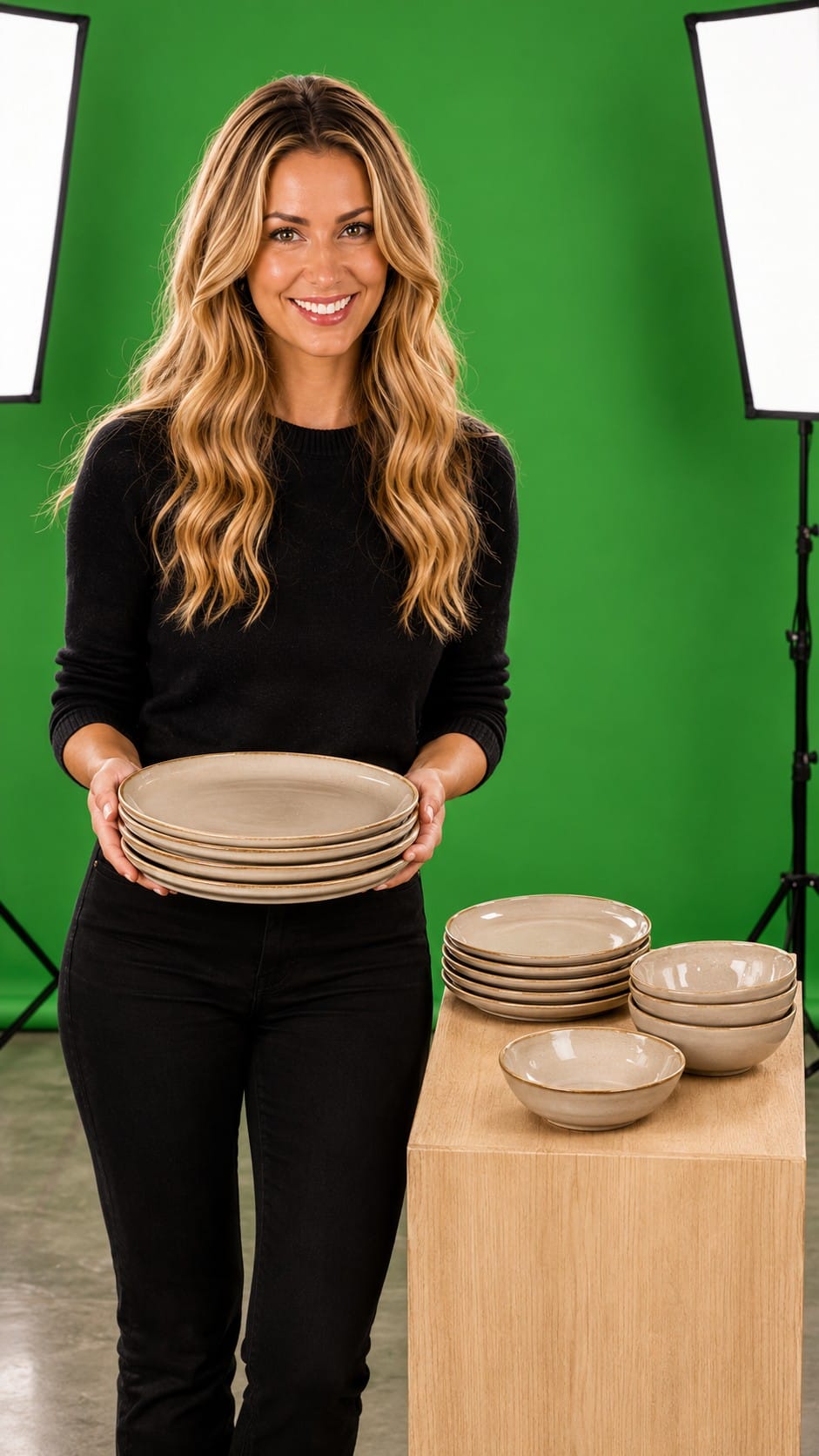 Cozy Farmhouse Christmas Table: Setting Ideas to Shop the Look Wendy presenting cream stoneware dinnerware
