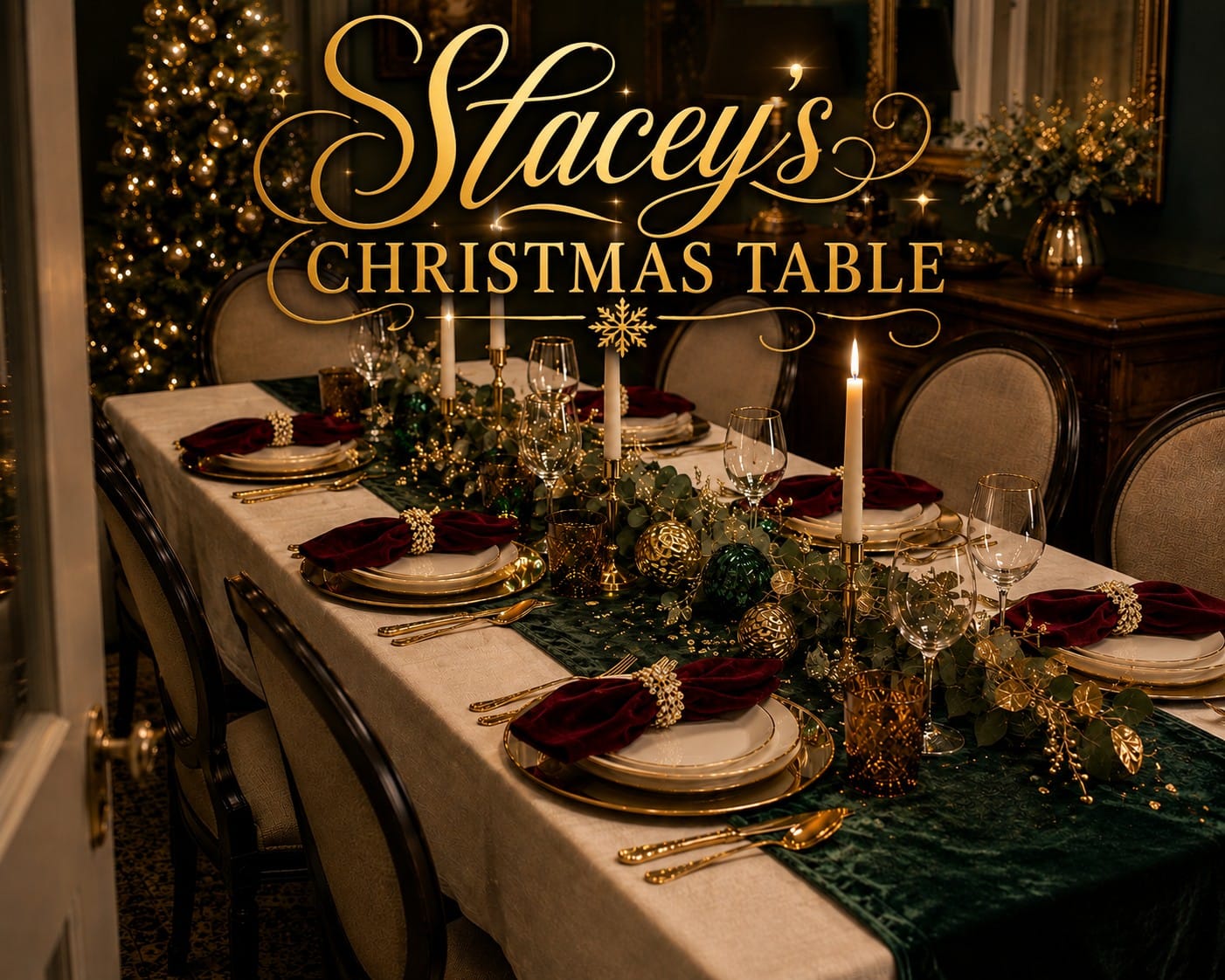 Sparkle Stacey's glam emerald and gold Christmas table