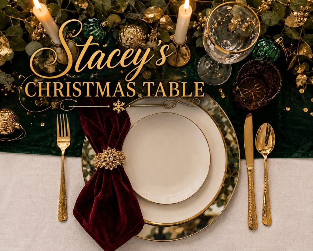 luxurious golden holiday tablescape overlay