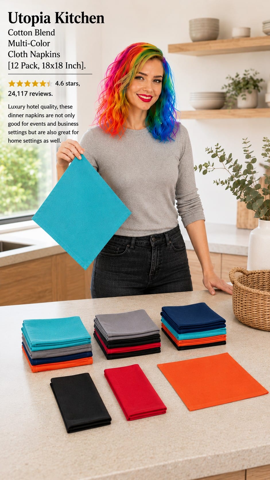 Bright Cloth Napkins Review — Color-Block Napkins for a Fun Table Multi color bright cloth napkins set