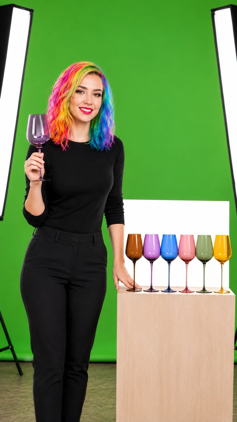 Vicky presenting tinted glassware