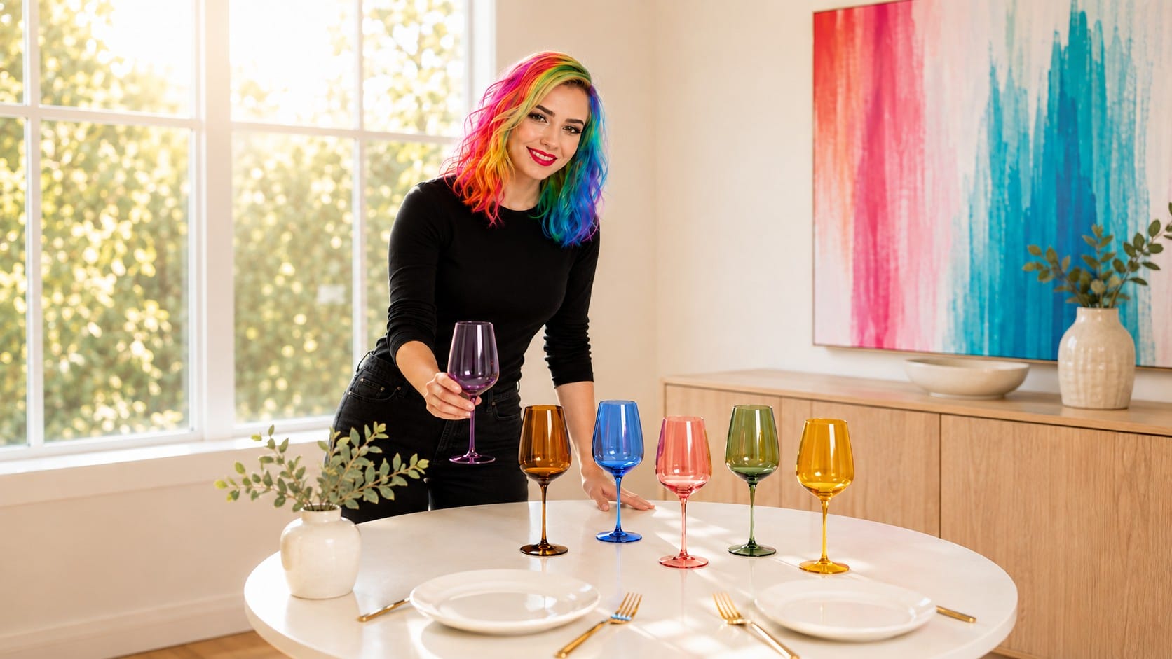 multi colored wine glasses vicky hero
