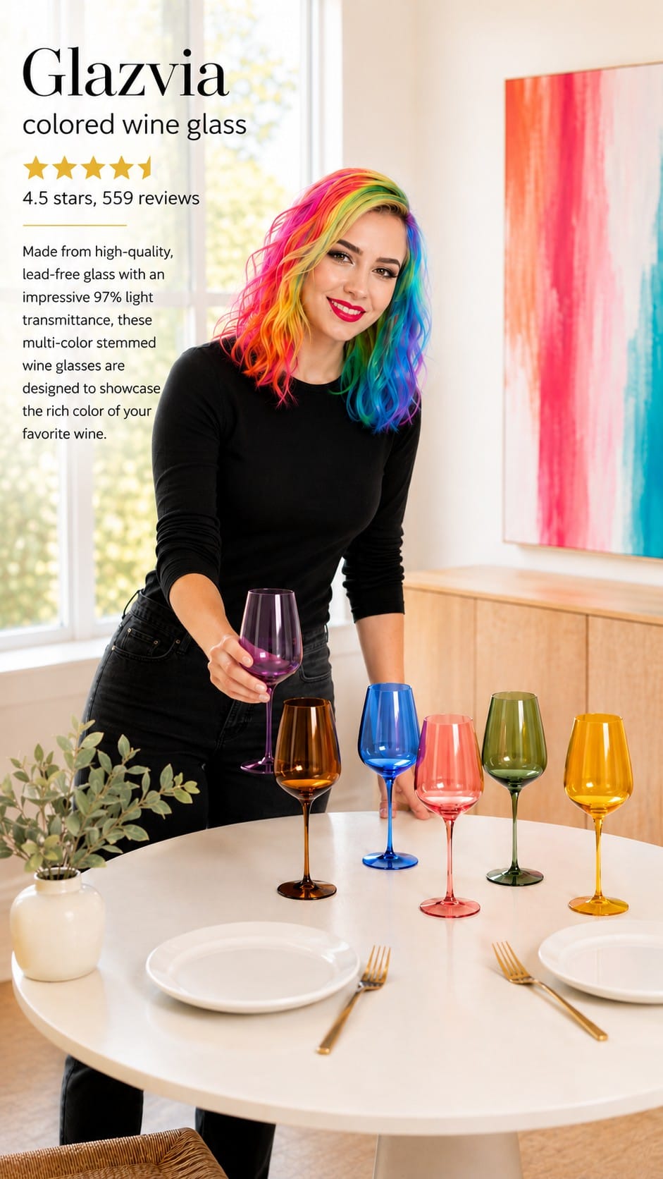 Colored Wine Glasses Review — Tinted Glassware for a Colorful Table Multi colored tinted wine glasses set
