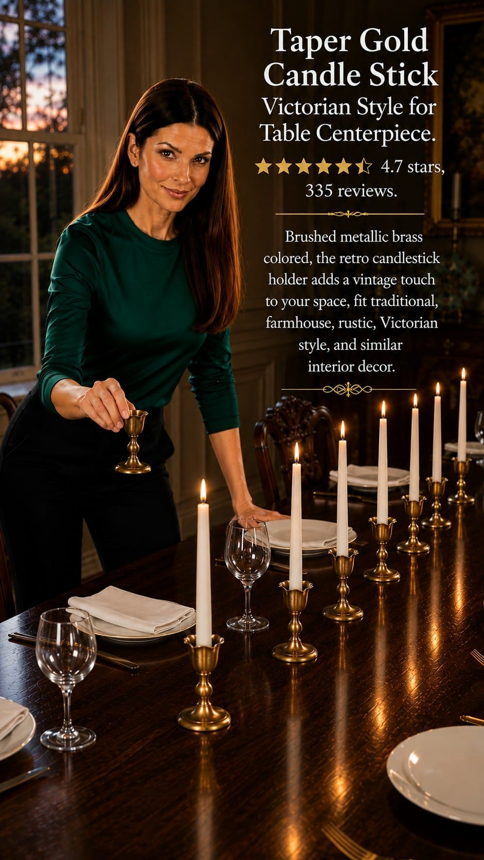 Brass Candlestick Holders Review — The Piece That Anchors the Table Vintage style brushed brass candlestick holders on a heritage Christmas table