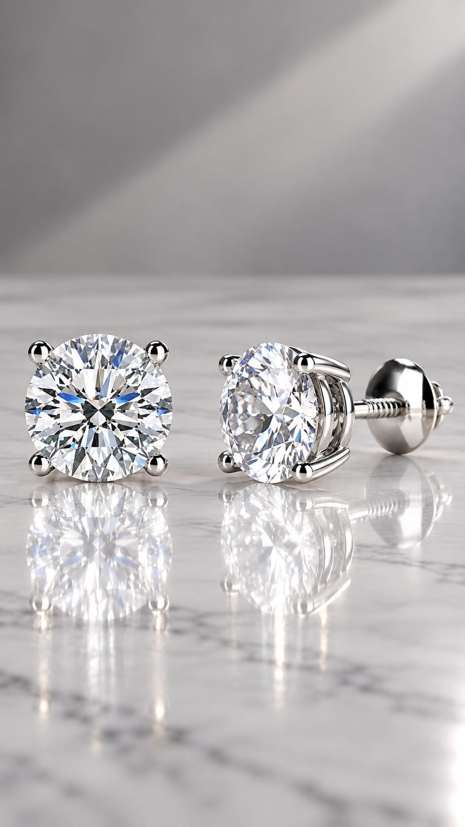 Fine Earrings Gifts for Her: Diamond, Moissanite and Solid Gold, Honestly Compared D-E colour lab grown diamond studs in white gold with screw back
