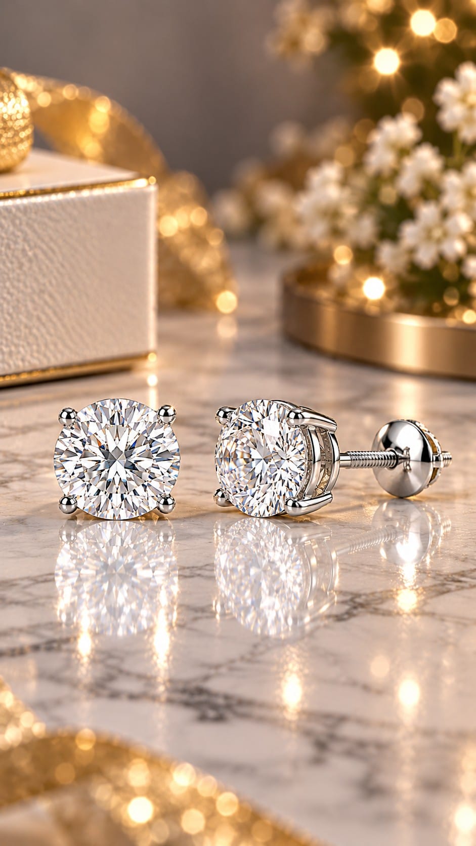 Fine Earrings Gifts for Her: Diamond, Moissanite and Solid Gold, Honestly Compared Houston Diamond District lab grown diamond studs with screw back