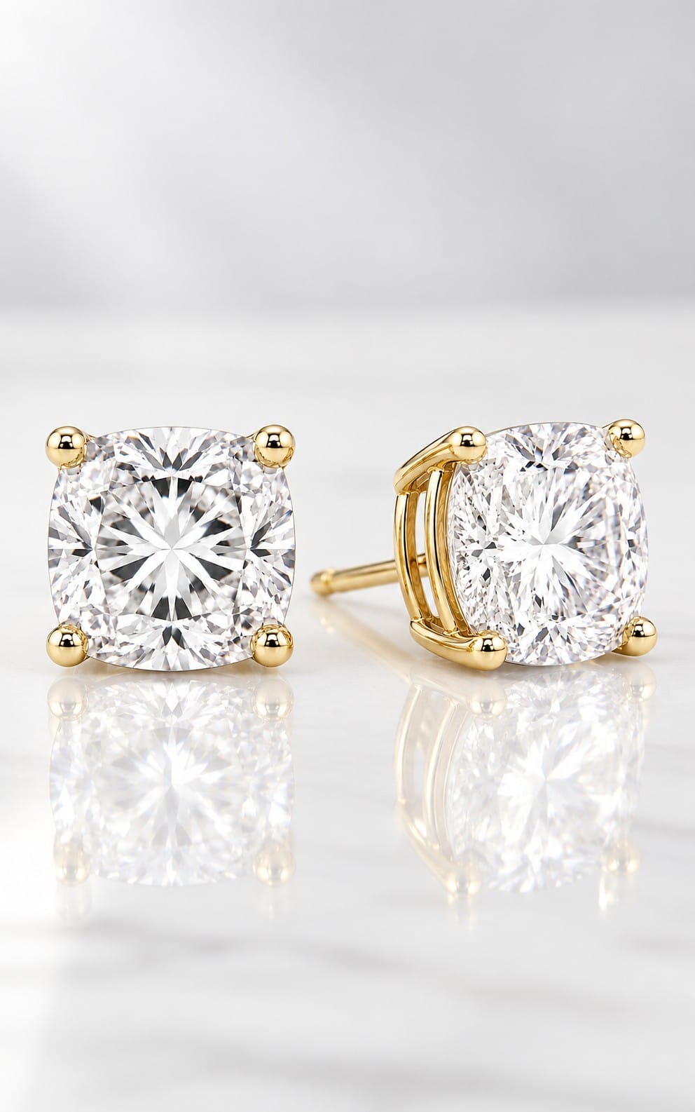 Fine Earrings Gifts for Her: Diamond, Moissanite and Solid Gold, Honestly Compared Jewelaura cushion cut moissanite studs in solid gold