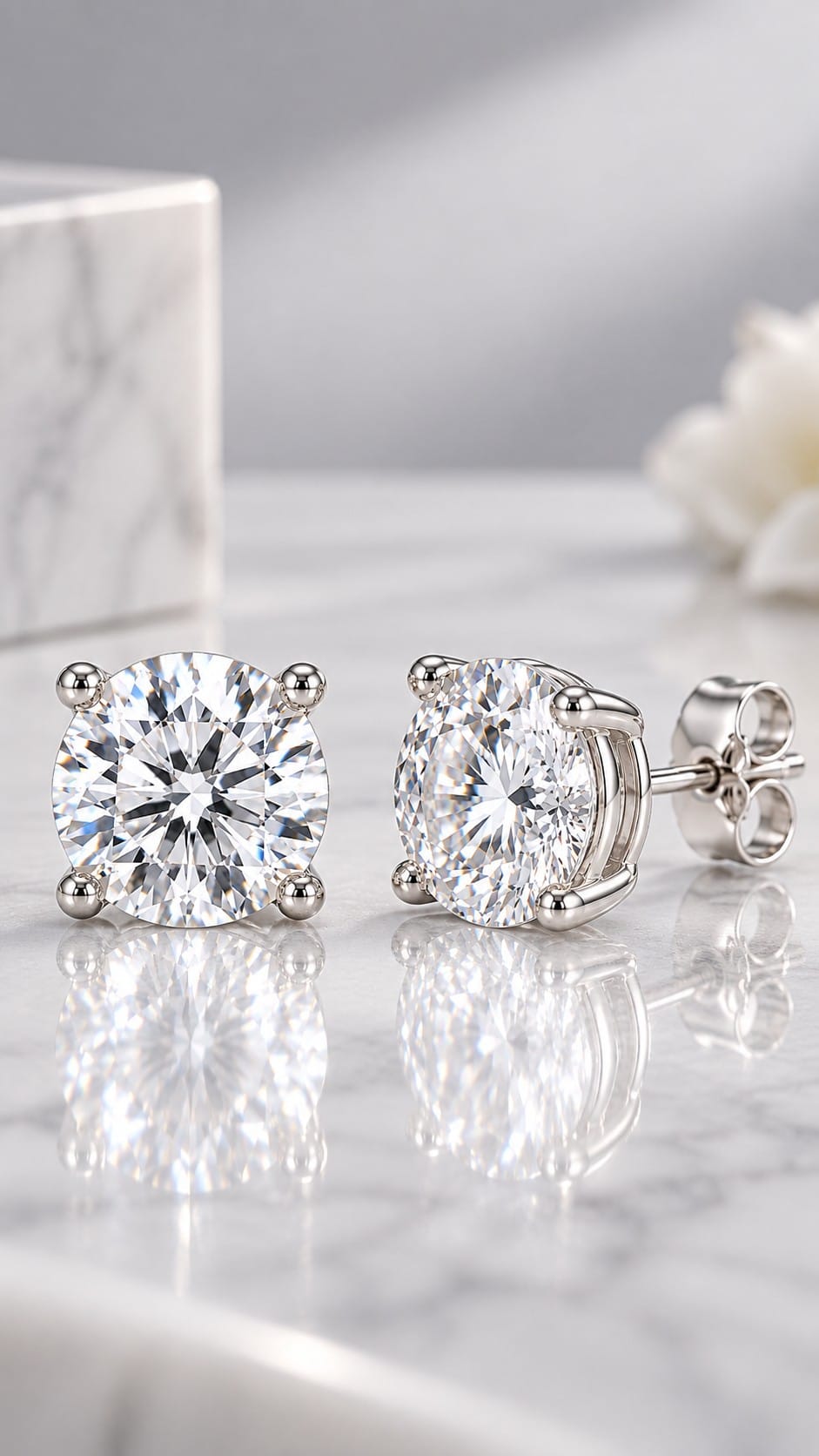 Fine Earrings Gifts for Her: Diamond, Moissanite and Solid Gold, Honestly Compared Jewelaura round moissanite studs in solid gold
