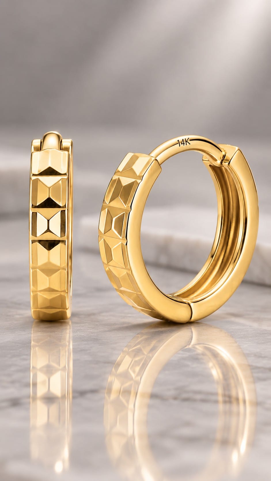 Fine Earrings Gifts for Her: Diamond, Moissanite and Solid Gold, Honestly Compared MAX + STONE diamond cut solid 14K gold huggie hoops