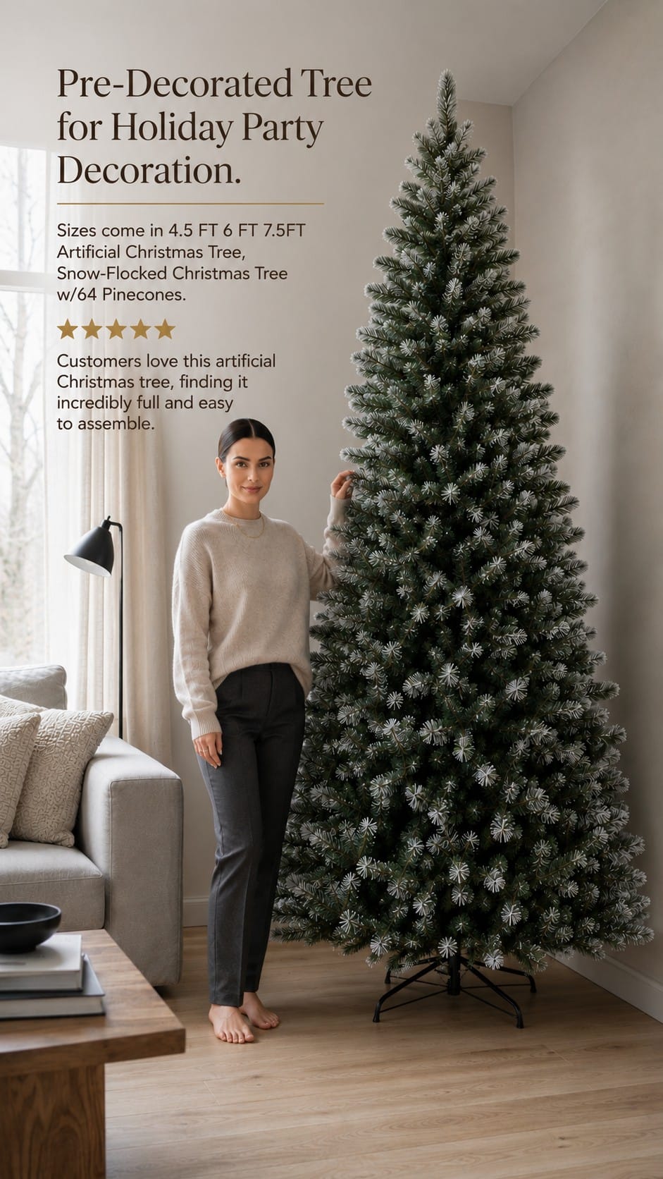 Yaheetech 6ft snow flocked artificial Christmas tree